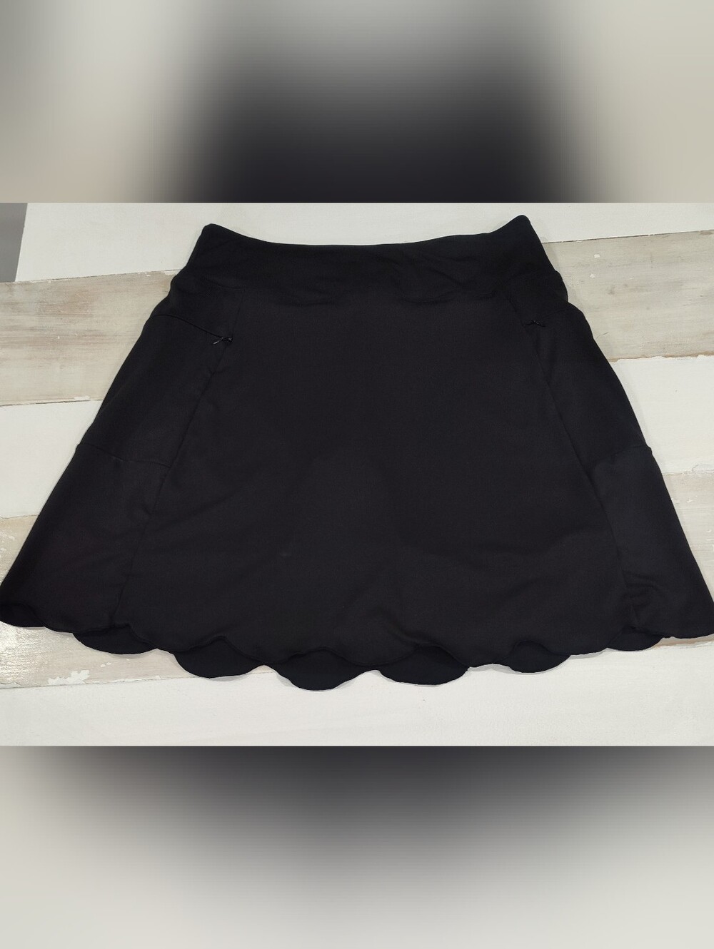 Moteepi Black Scallop Hem Women's Skorts Size Large